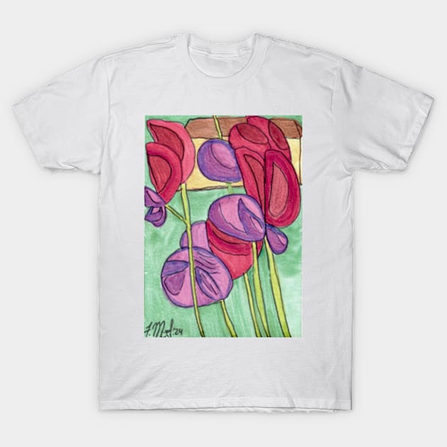 Sweet Pea Flowers T-Shirt by Finnaflutter